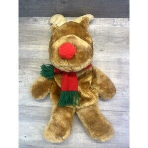 Fairview Reindeer Scarf 3D Plush Christmas Stocking Pouch Vintage 80s